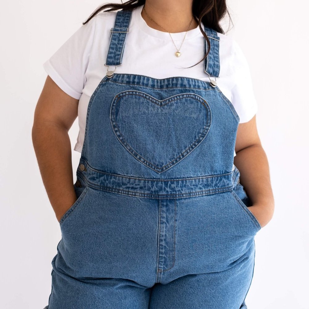 Shiny By Nature - Overall Shorts - Light Wash